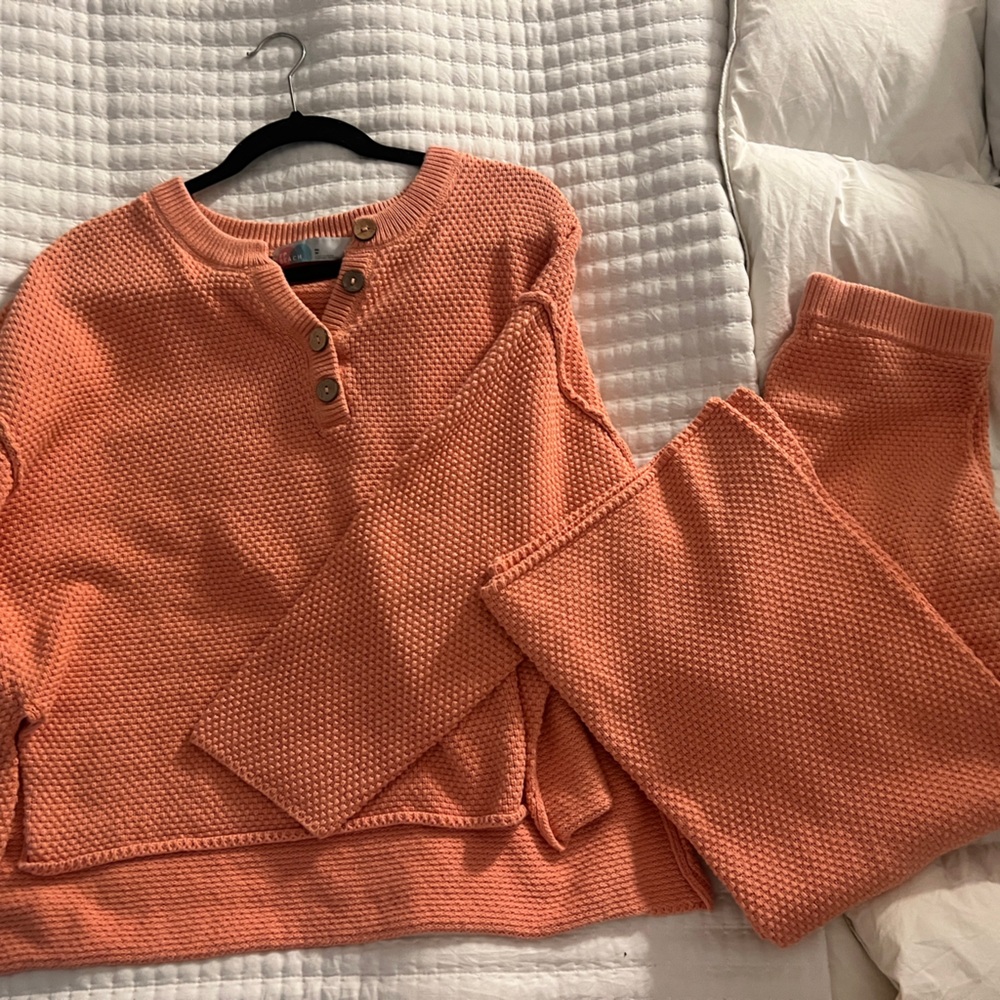 Free people xs Pink Knit Sweater and Pants Set - Picture 3 of 6
